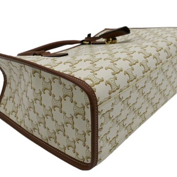 Celine  Horizontal Cabas Triomphe Canvas Tote Cream - Picture 8 of 13